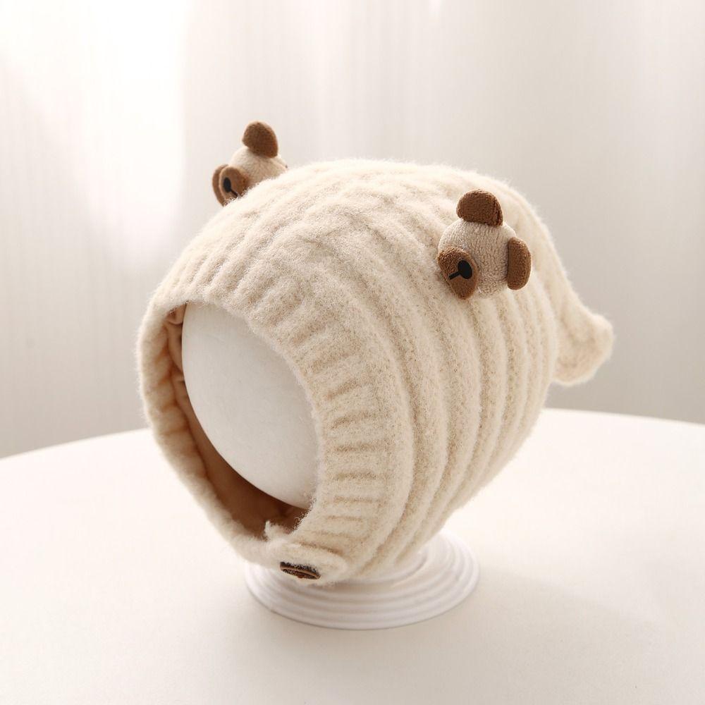 Warm Baby Knitted Hat Soft Kids Earmuffs Cap Fashion Children Pullover Cap  Boys