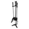 Fireplace Tool Set, 4 PCS Fire Tool Set and Holder with Three-Prong Stand, Ash Shovel, Brush, Fire Place Poker