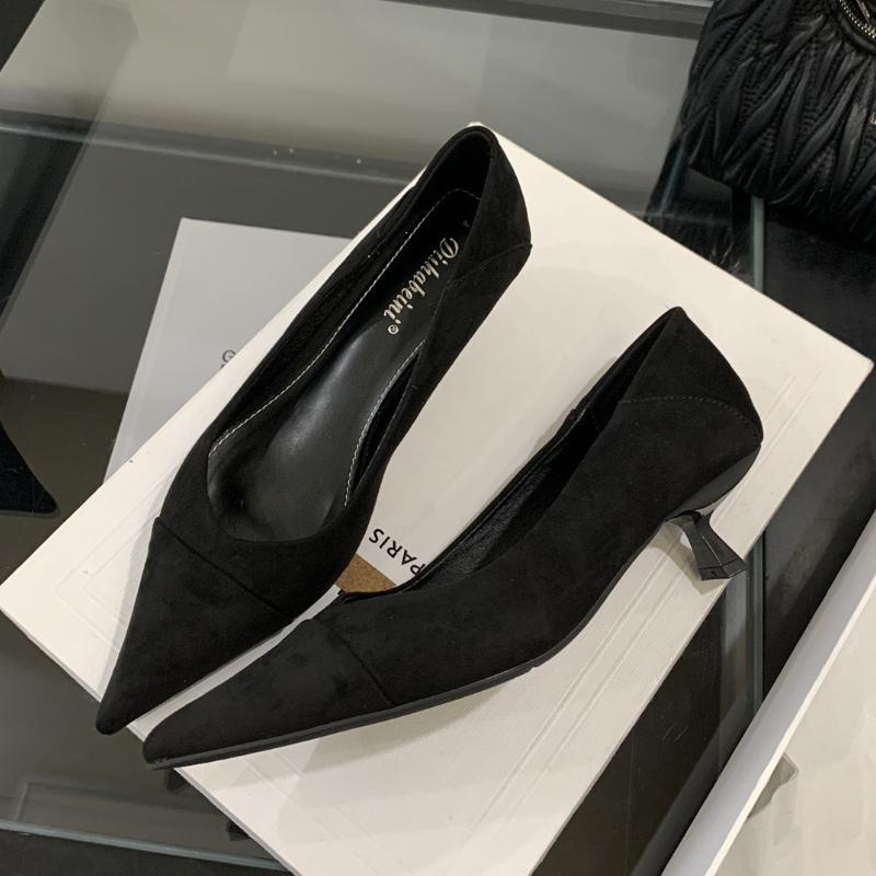 Fashion Fashion Leopard Print Pointed Toe High Heels Women Comfortable Shallow Kitten Heel Brand Designer Shoes Elegant Office Shoes