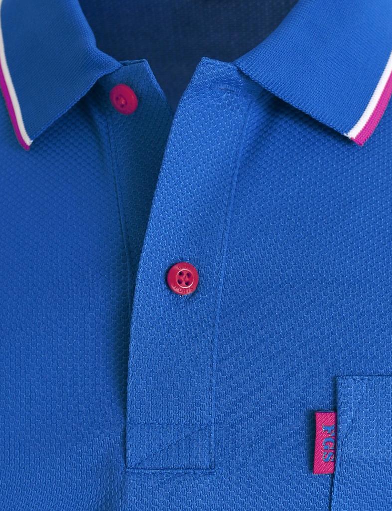 BISIL POL Men's Dri-Fit Polo Shirt with One Chest Pocket, Short Sleeve, Blue, XXL