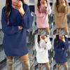 Mote kvinner Solid Turtle Neck Vinter Autume Varm Strikk Genser Lang Topp Kjole