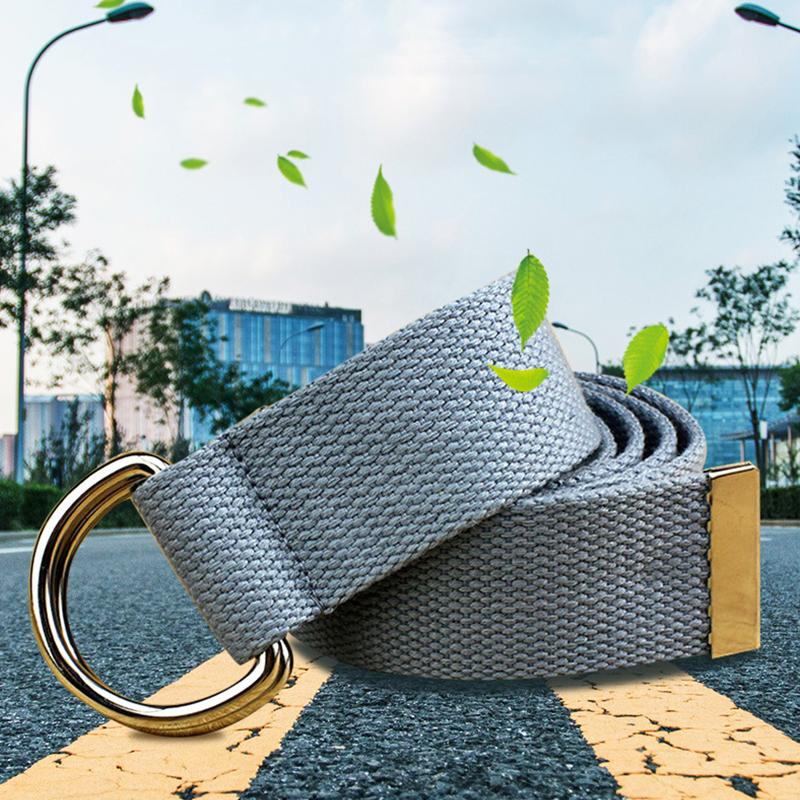 1Pc Nylon/Alloy Casual Solid Color Fashion Double D-ring Buckle Wide Belt Men/Women Jeans