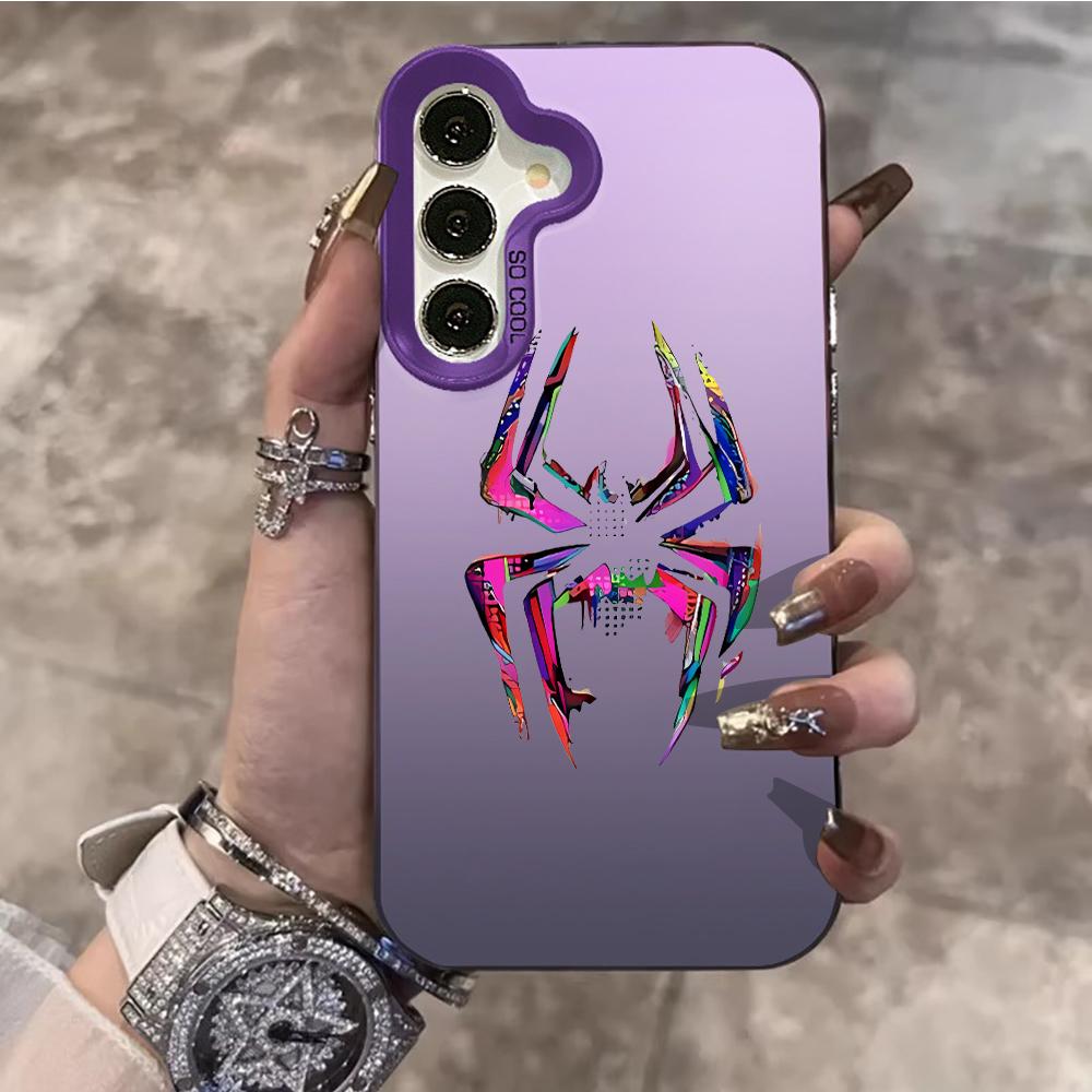 Black Spider Cartoon Cool Phone Case For Samsung Galaxy S26 Ultra S25 S24 S23 S22 PLUS FE A56 A55 A54 A53 IMD Shockproof Cover
