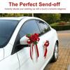 Wedding Car Rearview Mirror Decoration 1Pcs Retro Flower Bow Handle Decor Elegant Bridal Vehicle Accessory Ceremony Scene