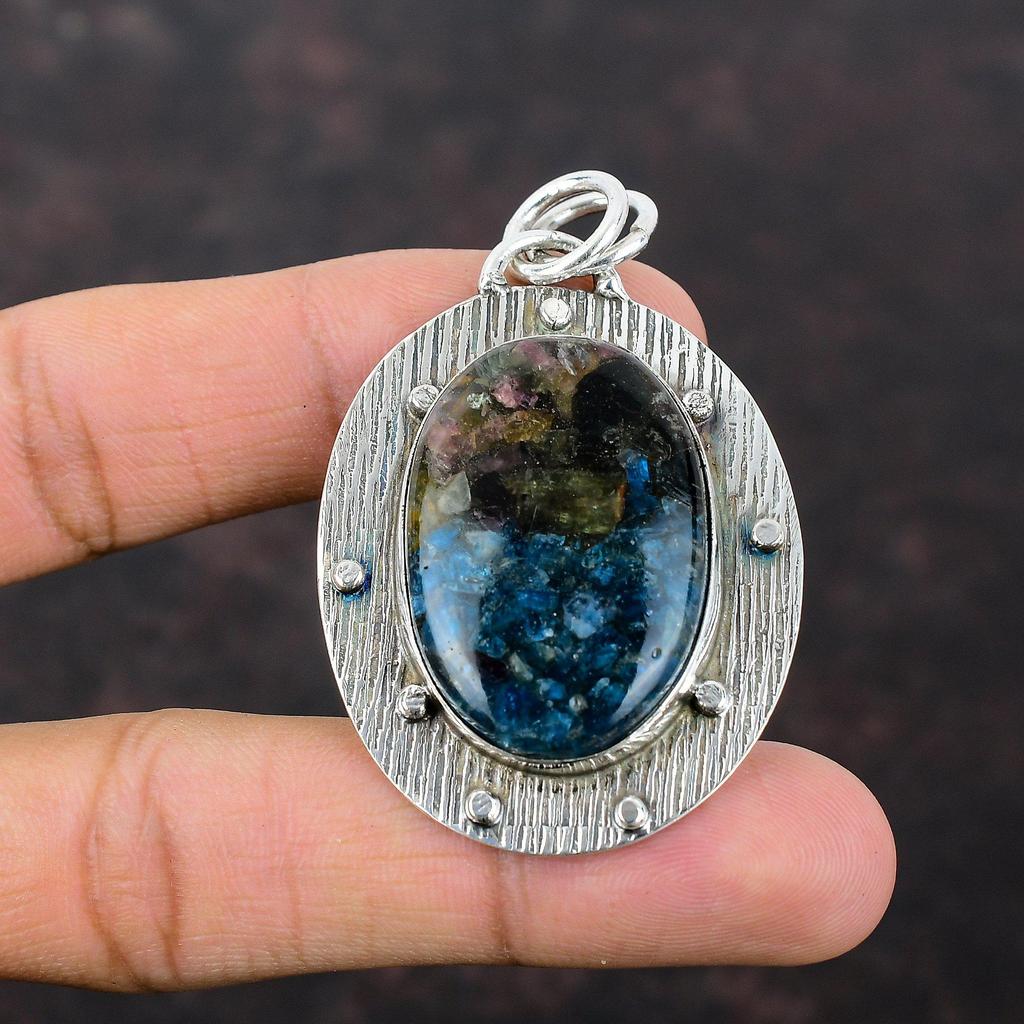 Kupfer Wassermelonen-Turmalin-Anhänger, wunderschöner Edelstein-Schmuck, 925er Sterlingsilber-Anhänger, handgefertigter Schmuck, Geschenk für Frauen, Designer-Schmuck