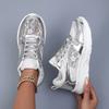 TUINANLE Women's Fashion Shoes: Shimmering Silver Styles, Dazzling Sneakers, and Trendy Casual Lace-up Sneakers