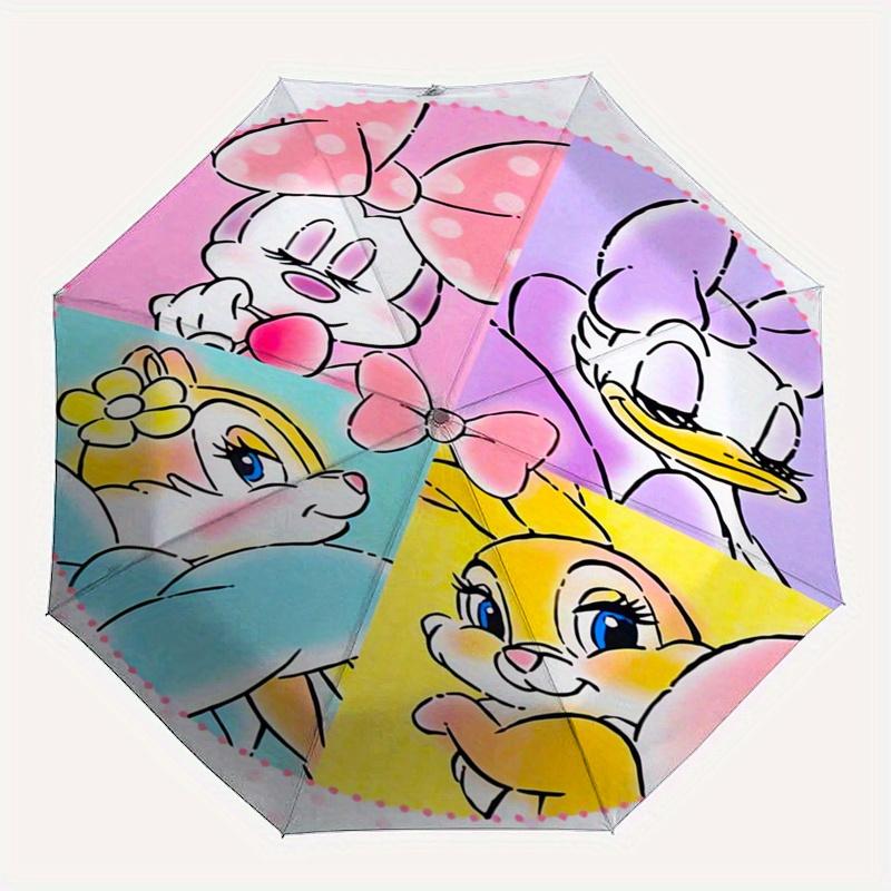 1pc Minnie Mouse,Daisy Duck Automatic Folding Umbrella: Compact 8-Bone Design Cartoon Outdoor Travel Companion, Business Umbrella, Christmas