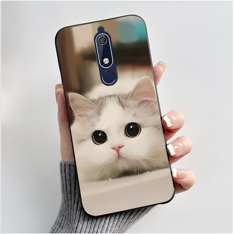 Custodia carina per Nokia 5.1/Nokia 5.1 Plus/Nokia X5/Nokia 5 Cover Shell Stampata Cover Protettiva Silicone Morbido Cartone Animato Nera