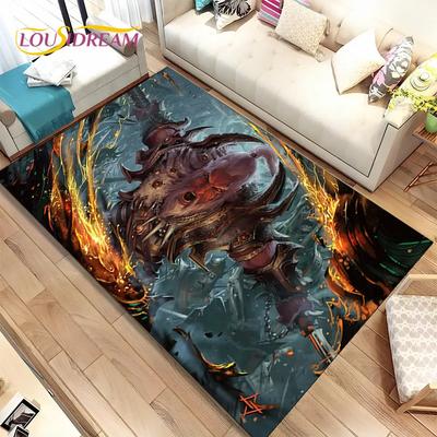 Alfombra de área 3D HD Diablo Juego Gamer Dibujos Animados, Alfombra para Hogar Sala de Estar Dormitorio Sofá Felpudo Decoración, Alfombra de Juego Antideslizante para Niños