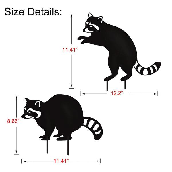 Metal Raccoon Garden Statues Stakes, Black Raccoon Silhouette Animals Decorative Garden Stakes,Statues Animal Stakes for Yard Decor and Lawn Ornaments