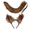 Wolf Tail with Wolf Ears Hairband Set Foxes Ears Headwear Plush Animal Tail Foxes Cosplay Set