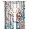 Cortinas de Tule com Textura de Prancha de Estrela do Mar e Concha Coral para Sala de Estar Cortina Translúcida para Quarto Cozinha Persianas Cortinas Voile