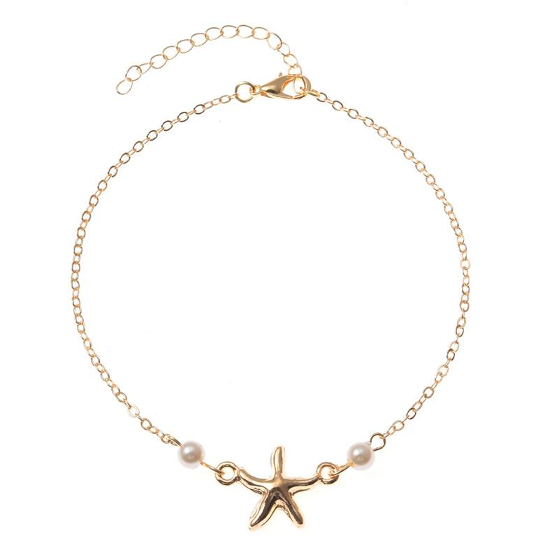 Trendy Gold Silver Color Pearl Star Accessory Anklets for Women New Sexy Beach Chain Anklet Foot Ornament Shoes Barefoot Gifts
