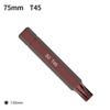 1 Stück 75mm Magnetischer Torx Schraubendreher Bit Stahl 10mm Sechskant Schaft Schraubendreher Für Schlagschrauber T20/T25/T30/T40/T45/T50/T55