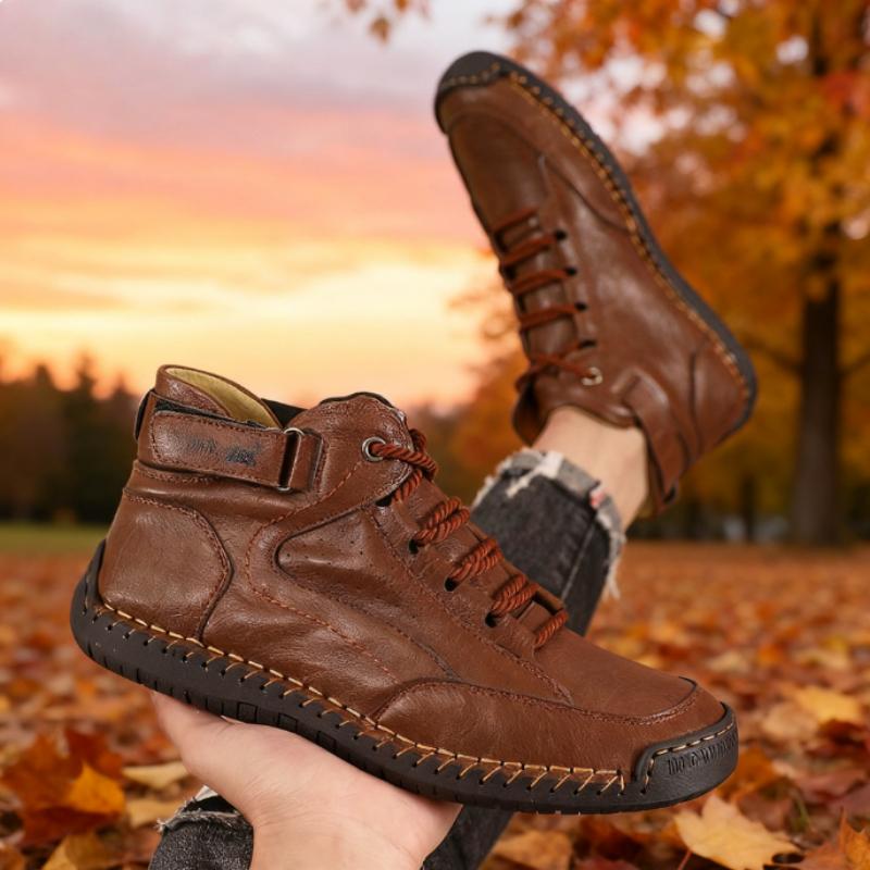 Men's Outdoor Bare Boots Vintage Classic Handmade Leather Work Shoe Soft Sole Comfort Breath Casual Loafers Men's Driving Shoes