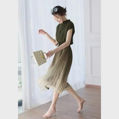 2022 French Design High-End Women's Cinching Pleated Tea Dress