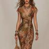 New International Station Women's European and American Sexy Elegant Lace Printed Dress