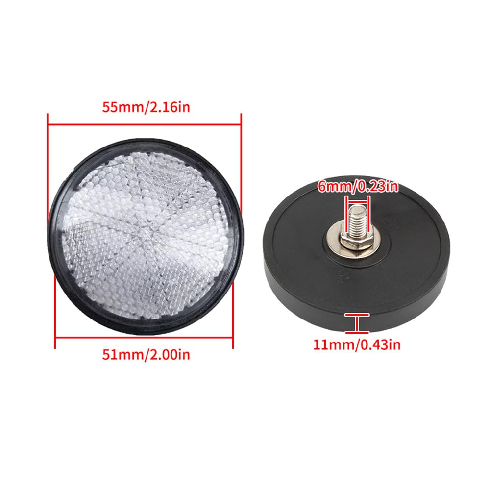 White Plastic Reflector Round Reflector (1 Pair) Bike Reflector Motorcycle Reflector Reflective Warning Reflector Easy Installation