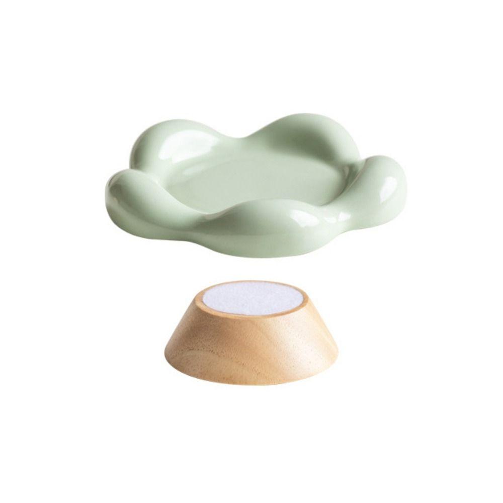 

Flower Shape Cat Food Bowl Neck Protection Pet Snack Tray Pet Dinner Plate Raised Cat Bowl Indoor зелёный