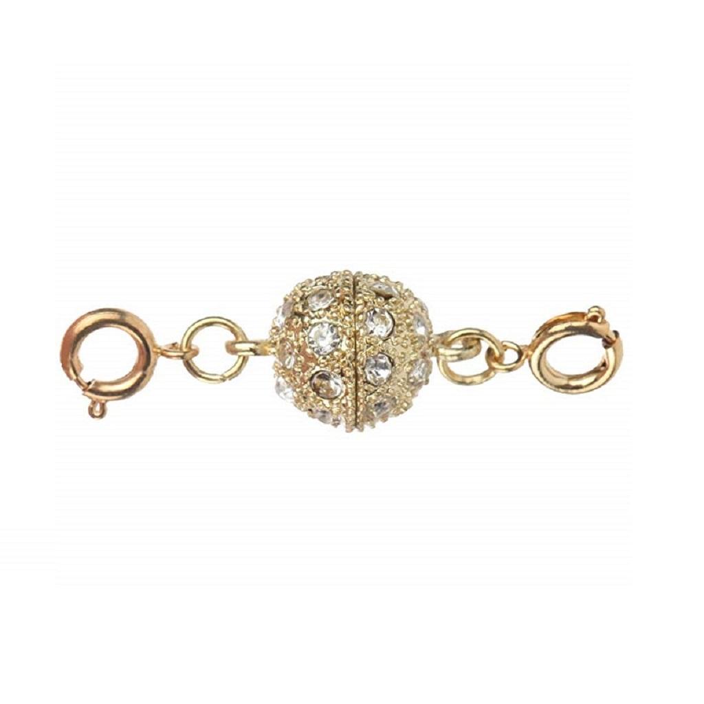 2 Sets Magnetic Lobster Clasps Kit, Rhinestone Ball Clasps, Perfect for Jewelry Necklace