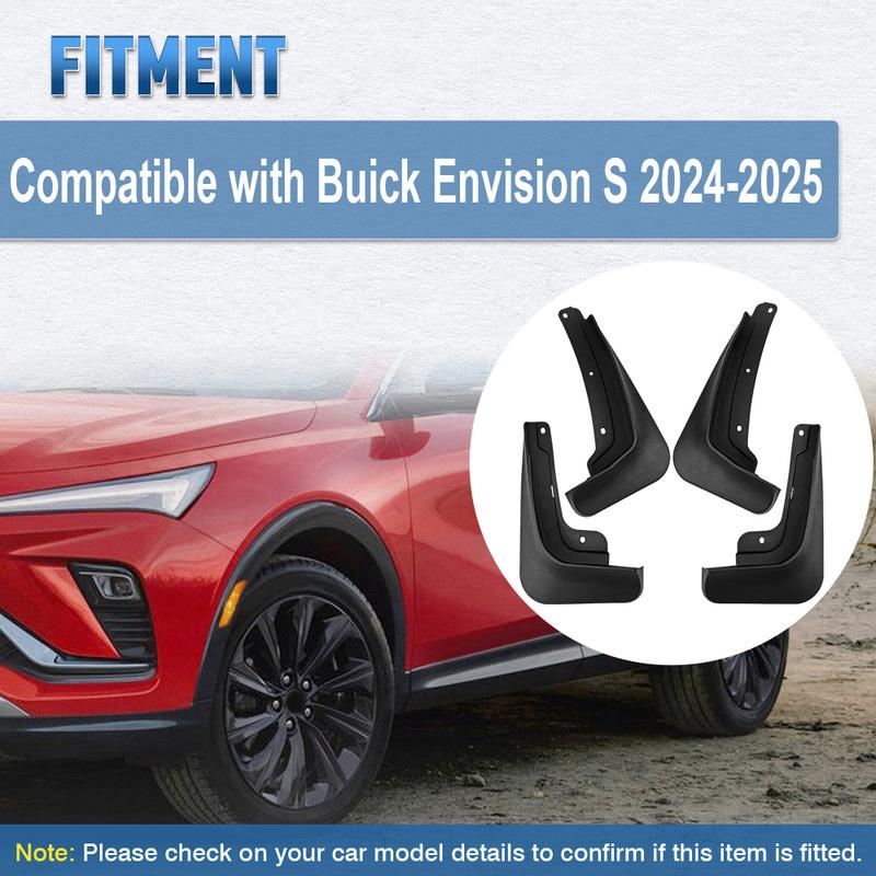 Black for Buick Envision S 2024-2025 Fender Mudflaps PP Splash Guard Mud Flaps Front and Rear Wheels Fender