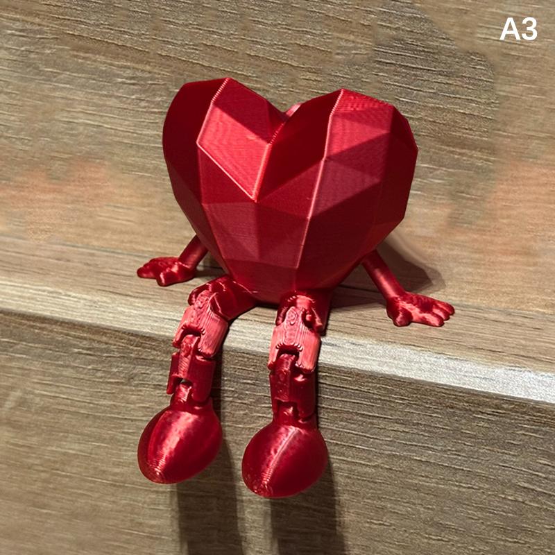 

Valentine s Day Poseable Jointed Red Heart Rose Figure Mother s Day Romantic Ornament Desktop Home Decor Model Holiday Gifts