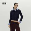 Semir Women's Plaid Shirt Collar Knitted Cardigan