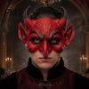 Eng Halloweenmasker Demon Schuim voor Volwassenen, Rood Half Professioneel Niveau Horror Gezicht Duivel Maskerade Accessoires met Hoorn Cosplay Kostuum Zacht Dun