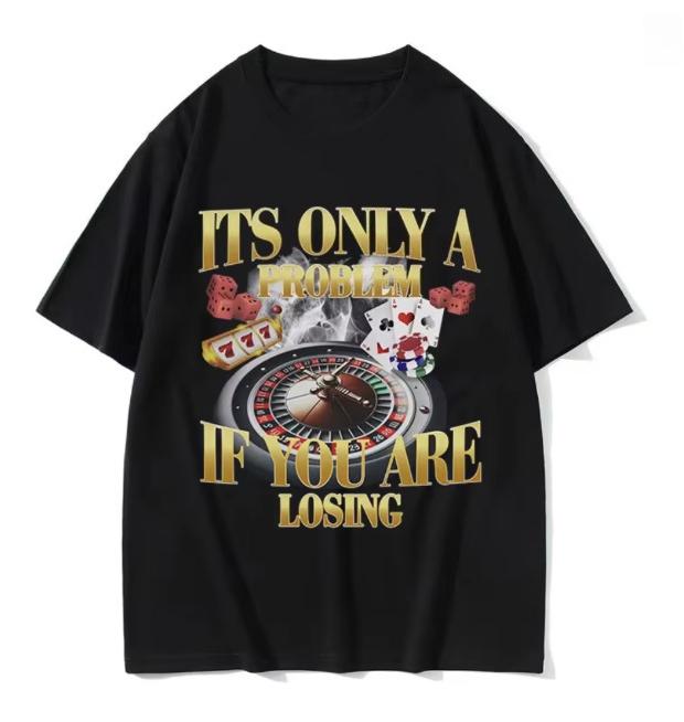 The Winner Never Gives Up Funny Gambling Emoji TShirt Retro HighQuality Fashionable TShirt Casual Cotton Oversized TShirt S