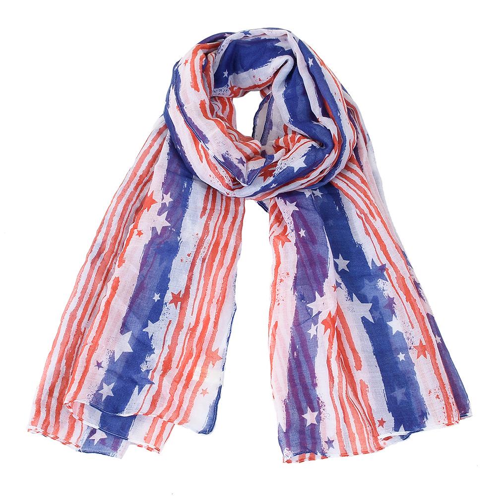 European and American Star-Striped Gauze Scarf 180 cm