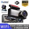 3 Channel Dash Cam HD 1080P Wifi Inside Vehicle Car DVR Three Way Lens Camera DVRs Recorder Video Registrator Dashcam Camcord