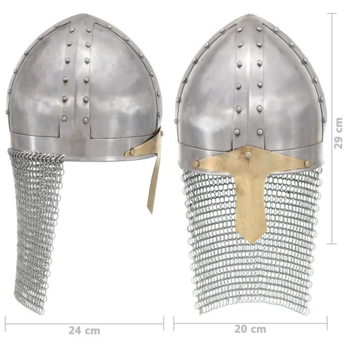 VidaXL Casque de chevalier croisé antique pour GN Argenté Acier