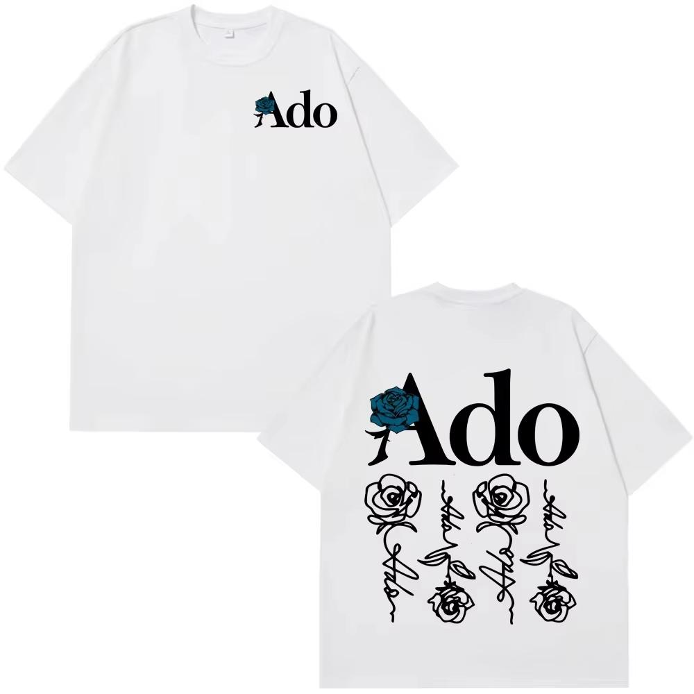 Ado Blue Rose World Tour Hibana Tshirt Fashion Short Sleeve Aesthetic Trendy Casual Wear Streetwear 2026 SpringSummer New