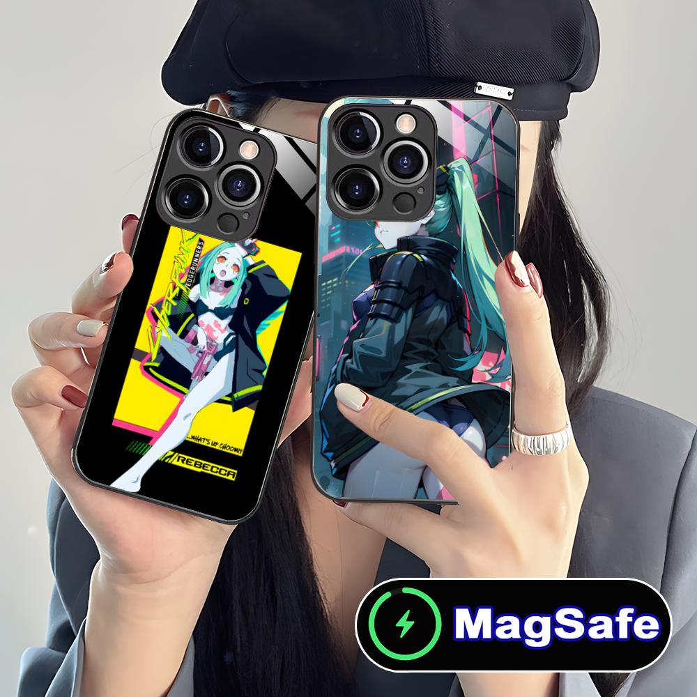 Punk Girl Rebecca Mobile Phone Case for iPhone 17 16 15 14 13 12 11 Air Pro Max Plus Mini MagSafe Glass Colorful Cover Luxury