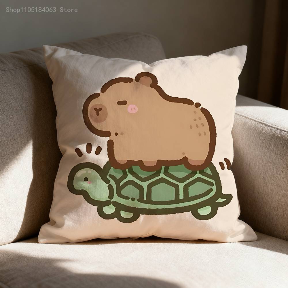 Capybara Pillow Case Print Polyester Fiber 40X40 cm Home Sofa Throw Cushion Cover Decoration