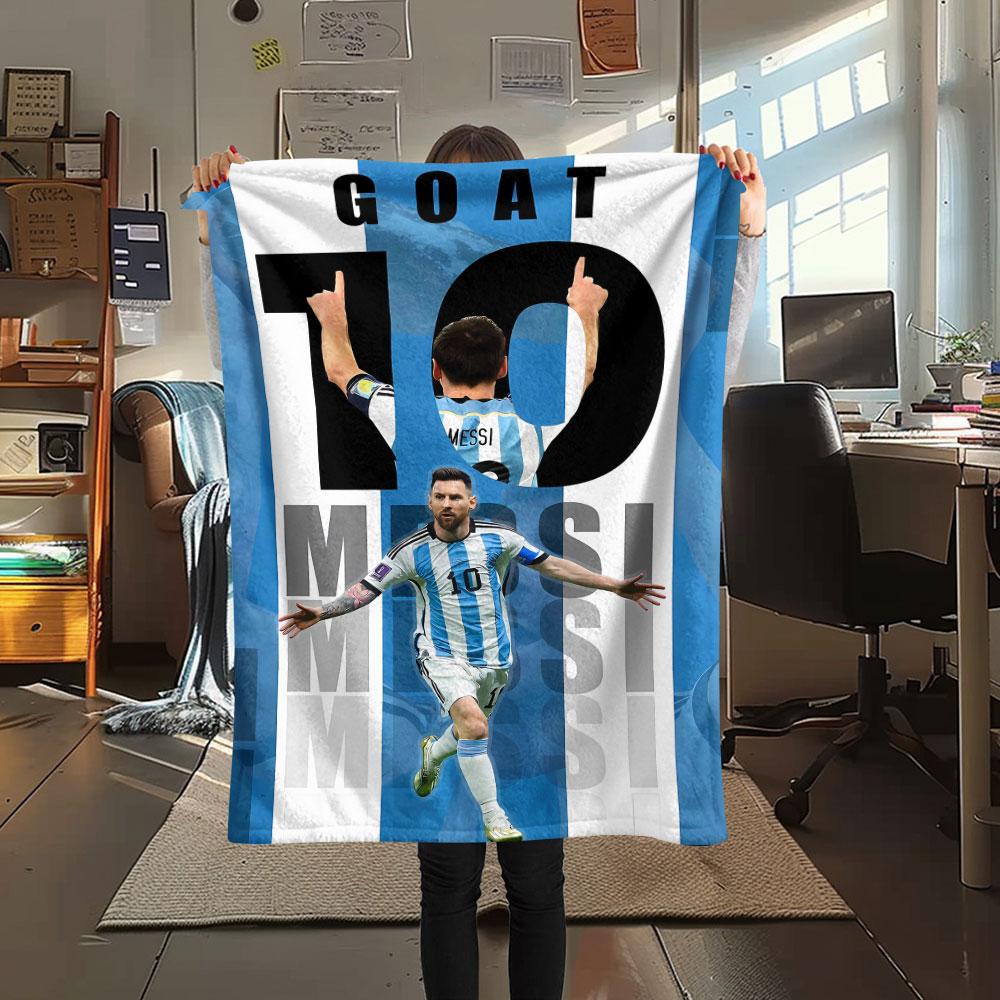 1PC Messi Patterned Flannel Blanket Suitable For All Seasons for Home Decor Warmth and Comfort Gifts Holiday Present