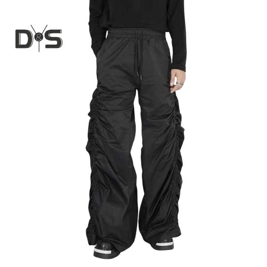 

Женские брюки с широкими штанинами, эластичные, с высокой талией, повседневные брюки с карманами, присборенные, весна-осень, длинные брюки XXL