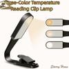 Adjustable Book Clip Lamp 360 Degree Bending Portable Clamp Night Light 3 Colors Touch Dimming LED Reading Lights Bedside