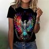 Phoenix Pattern T Shirt for Women Retro Gorgeous 3D Printed Short Sleeves Summer Leisure Tee Round Neck Tops T-Shirts Streetwear