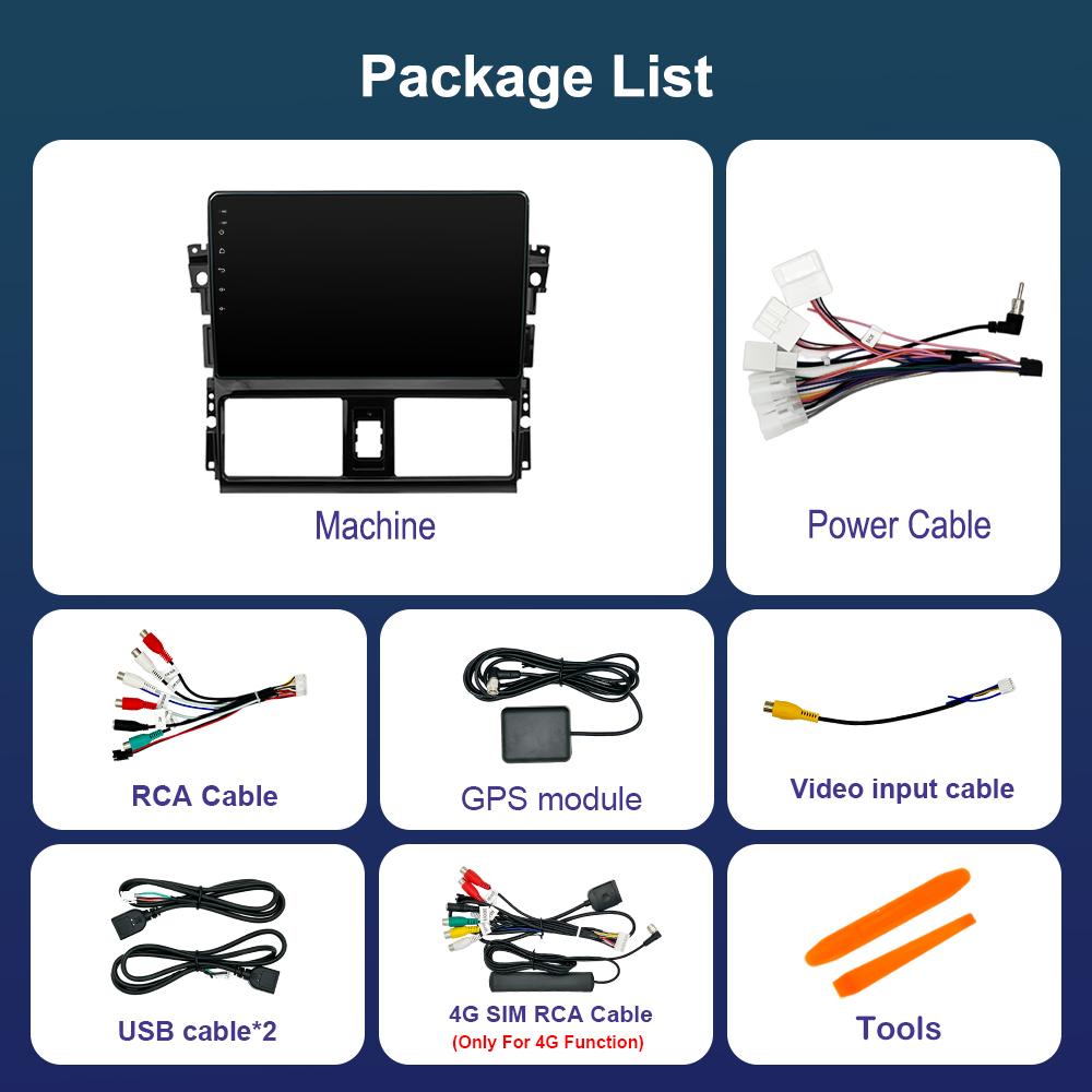 For TOYOTA VIOS YARIS 2013 - 2016 Android System Car Video Multimedia Player GPS 10 '' IPS Screen 4G Bluetooth WiFi Auto Tools