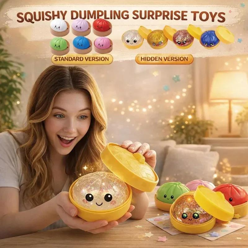 Dumpling Squishy Virale Ultra Raro Glitter Oro Edizione Nascosta Dumpling Squishies Squishy Dumpling Rilascio Lento dello Stress Morbido.