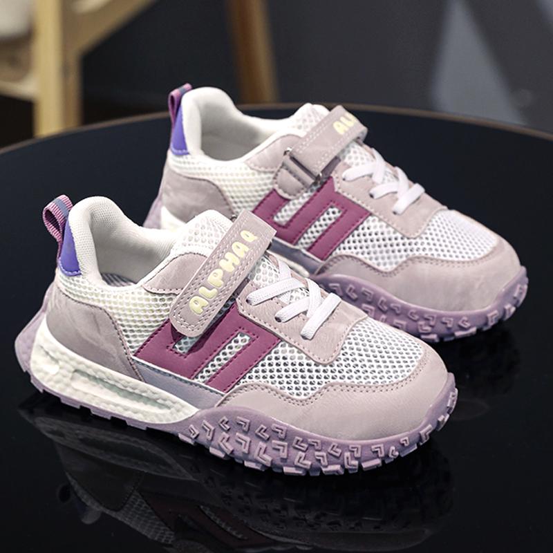 Letnie oddychające sneakersy z siateczki dla dziewcząt 2025 - Swobodny ażurowy design do sportu