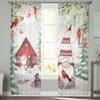 Light Filtering Christmas Snowman Snow Scene Tulle Curtains Living Room Bedroom Decoration Transparent Chiffon Voile Window Curtain Polyester Washable