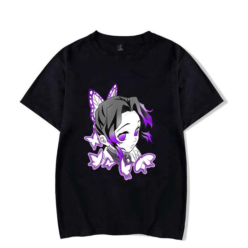 New Hot Anime Kochou Shinobu Print T Shirt Women Men Short Sleeve Tops Tees Summer Fashion Loose Casual T-shirt