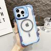 Military Armour Transparent Magnetic For Magsafe Phone Case for 13 14 15 16 Pro Max Lens Holder Splicing Color Back Cover