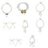 Delicate Bow Bracelet/Earrings/Necklace Imitation Pearls Beaded Accessory Bowknot Pendant Jewelry for Casual Outfits