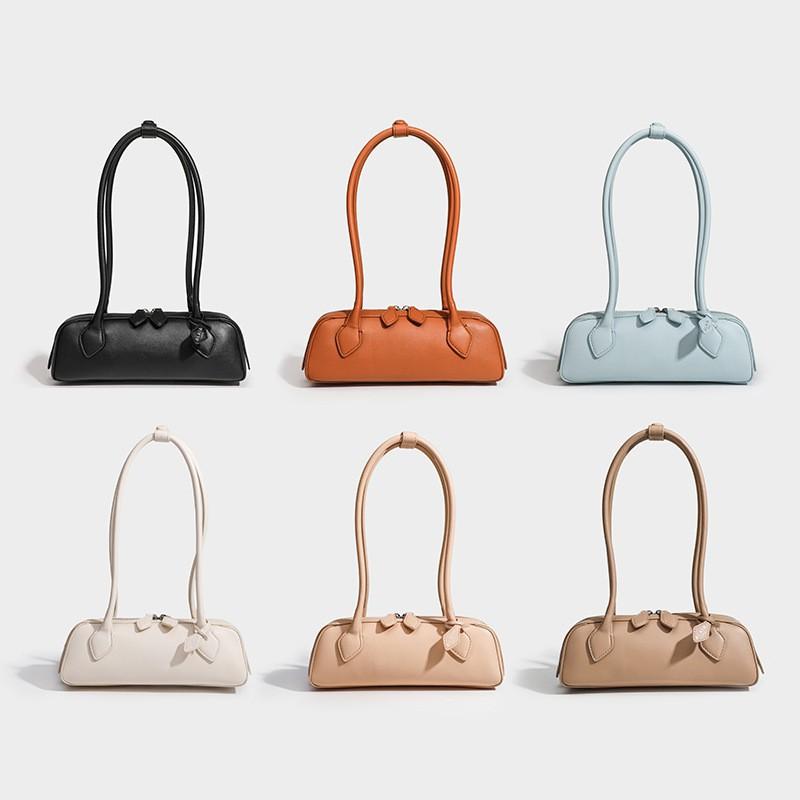 Sac Bâton Français Cuir Authentique Haut de Gamme Saucisse Niche Rétro Sous-Bras Femmes Portable Épaule