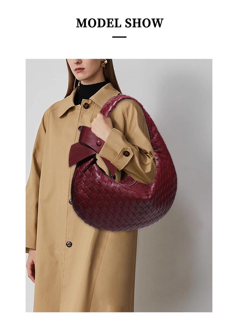 Large Capacity Woven Shoulder Bag - Trendy Crescent Dumpling Handbag, Underarm Style.