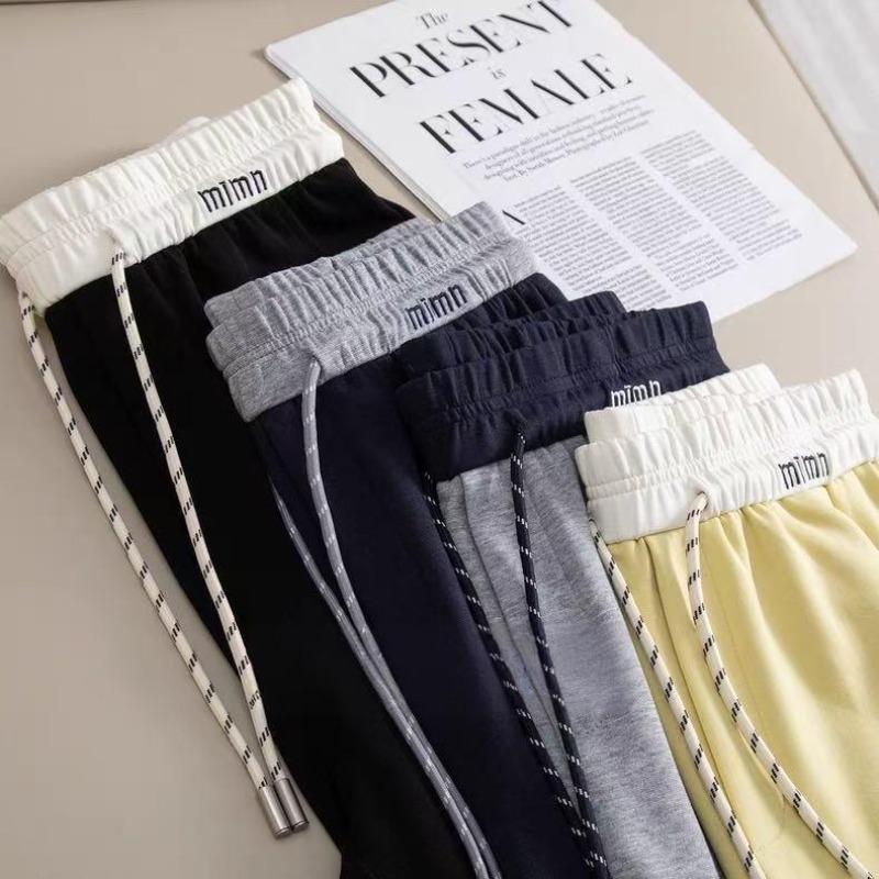 Letter Contrasting Color Waist Banana Pants Fashion Color Matching Lazy Style Loose Sickle Pants Women's Versatile High Waist Drape Casual Pants