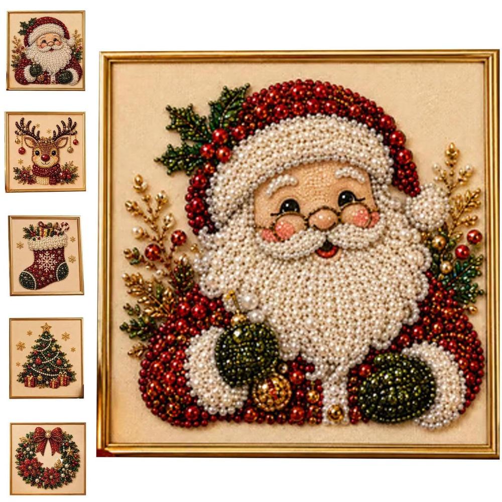 Stressabbauendes Weihnachts-Perlenkunst-Set Weihnachtsmann 3D Perlen-Kunst-Set Heimwanddekoration